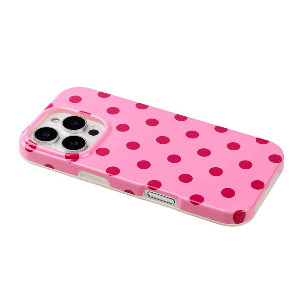 For iPhone 14 Pro Full Coverage IMD Printed Retro Large Dots Pattern TPU Phone Case - Pink - EDA009866515F