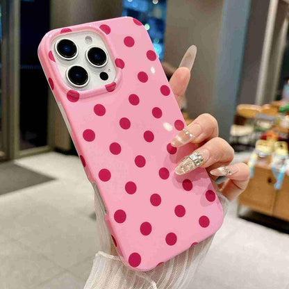 For iPhone 14 Pro Full Coverage IMD Printed Retro Large Dots Pattern TPU Phone Case - Pink - EDA009866515F