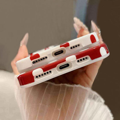 For iPhone 14 Plus Full Coverage IMD Printed Retro Large Dots Pattern TPU Phone Case - Red - EDA009866516A