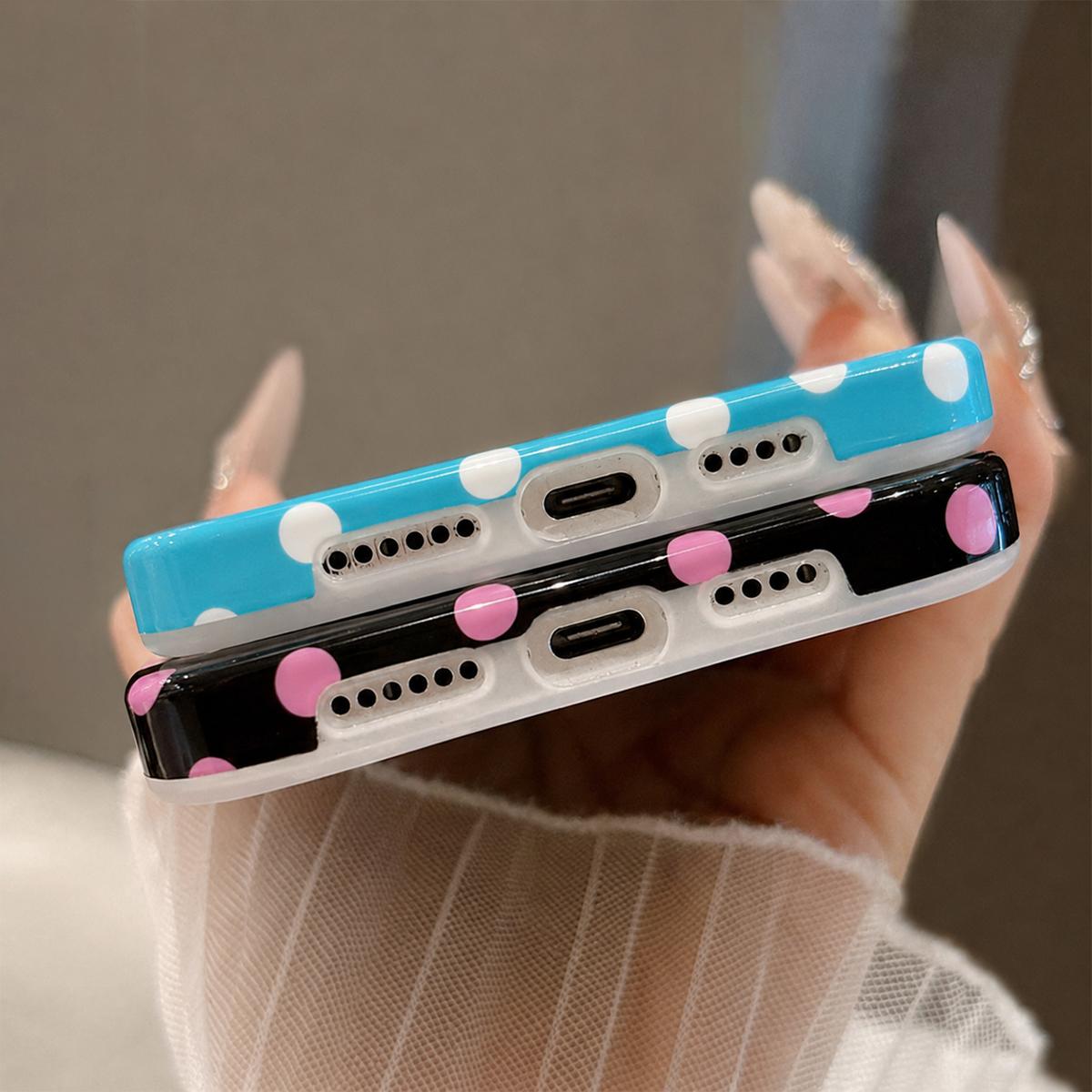 For iPhone 14 Plus Full Coverage IMD Printed Retro Large Dots Pattern TPU Phone Case - Blue - EDA009866516B