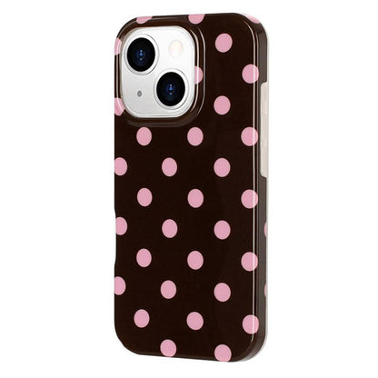 For iPhone 14 Plus Full Coverage IMD Printed Retro Large Dots Pattern TPU Phone Case - Coffee - EDA009866516C