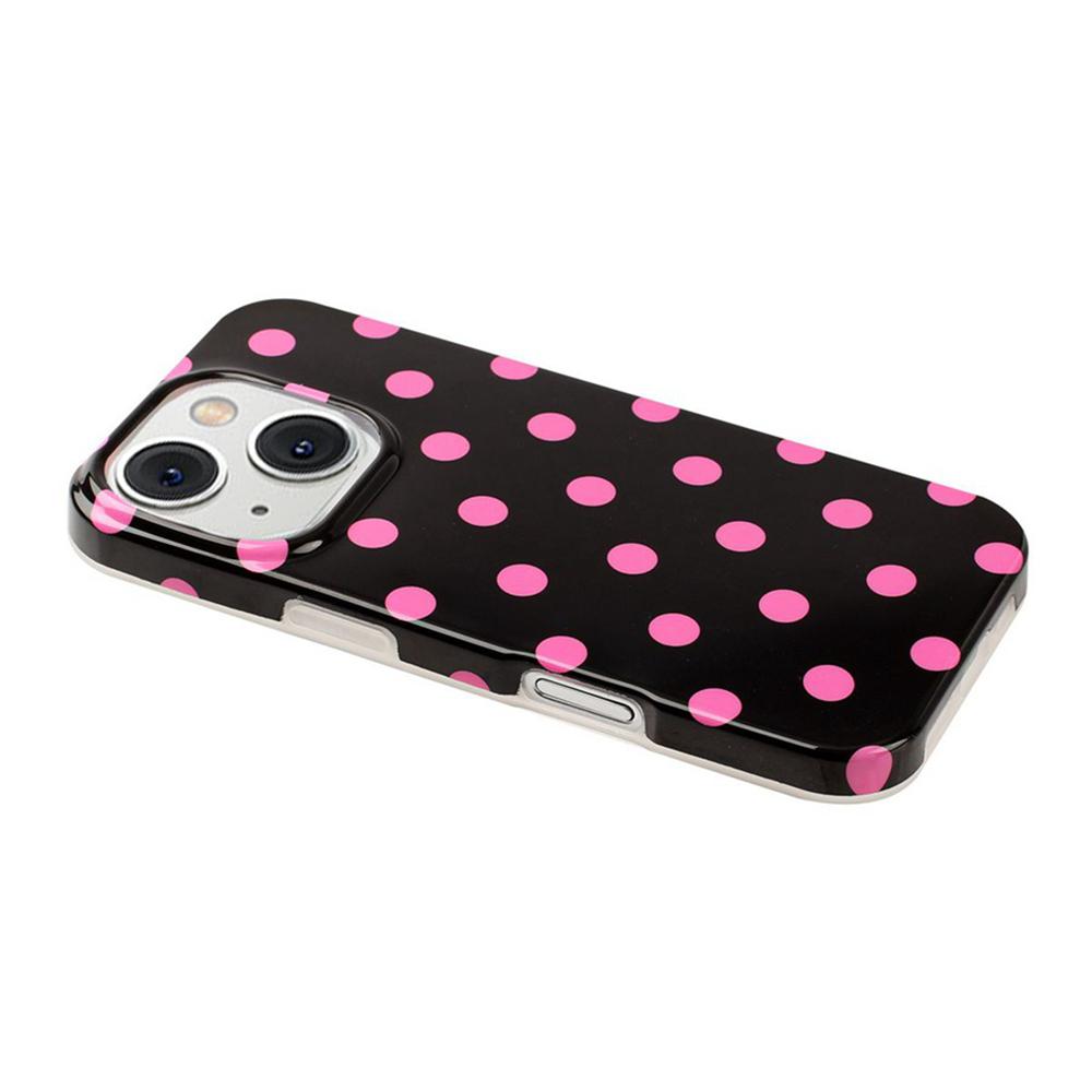 For iPhone 14 Plus Full Coverage IMD Printed Retro Large Dots Pattern TPU Phone Case - Black - EDA009866516D