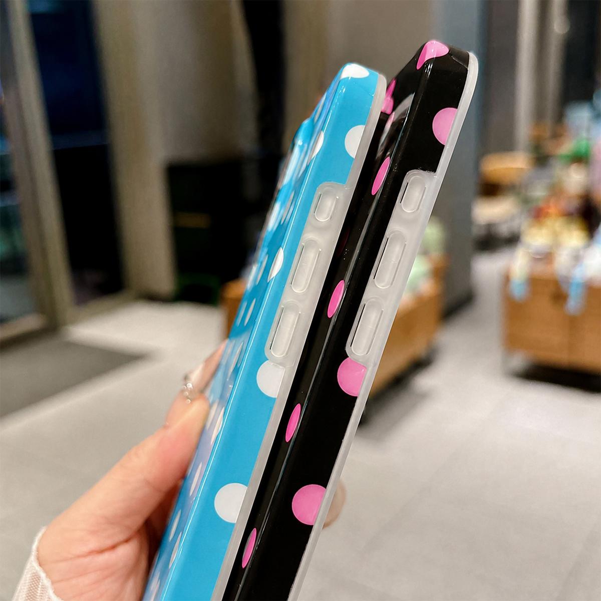 For iPhone 14 Plus Full Coverage IMD Printed Retro Large Dots Pattern TPU Phone Case - Black - EDA009866516D