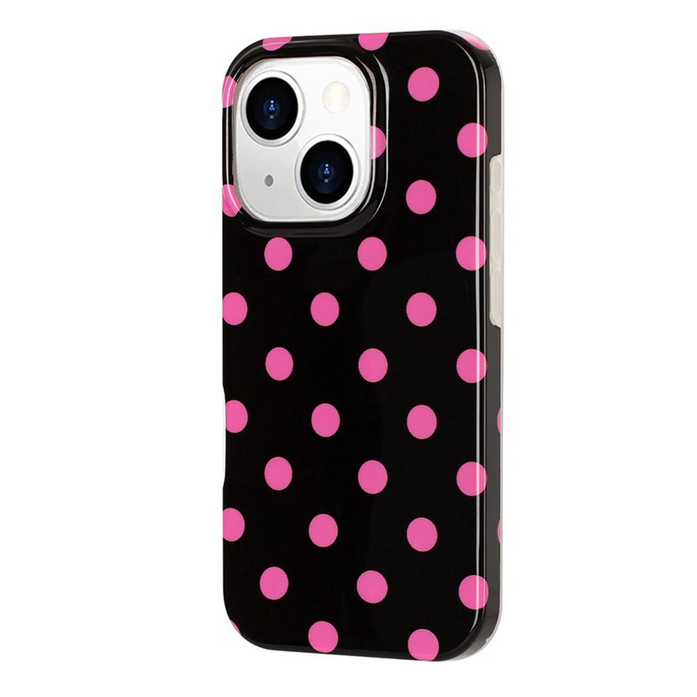 For iPhone 14 / 13 Full Coverage IMD Printed Retro Large Dots Pattern TPU Phone Case - Black - EDA009866517D