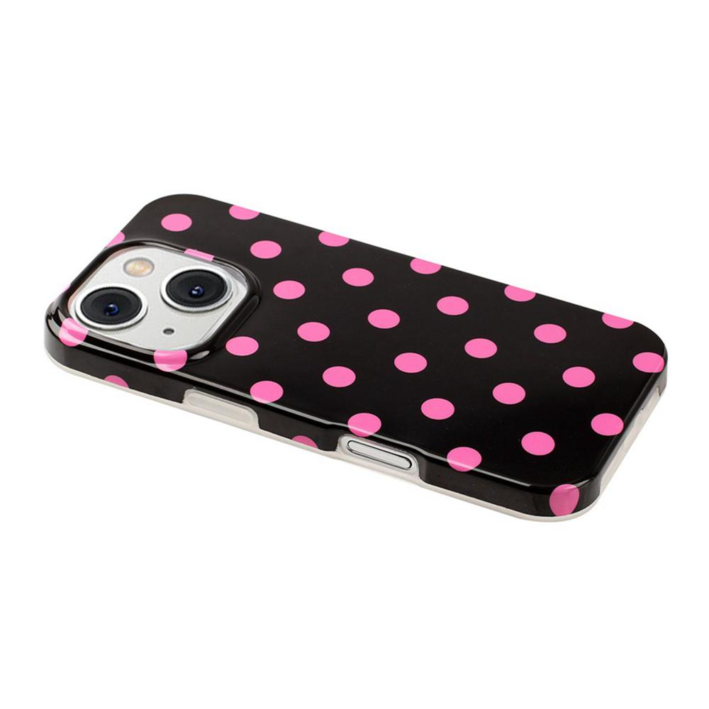 For iPhone 14 / 13 Full Coverage IMD Printed Retro Large Dots Pattern TPU Phone Case - Black - EDA009866517D