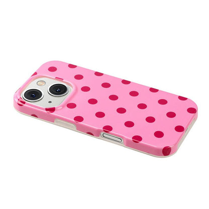 For iPhone 14 / 13 Full Coverage IMD Printed Retro Large Dots Pattern TPU Phone Case - Pink - EDA009866517F