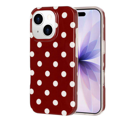 For iPhone 13 Pro Max Full Coverage IMD Printed Retro Large Dots Pattern TPU Phone Case - Red - EDA009866518A