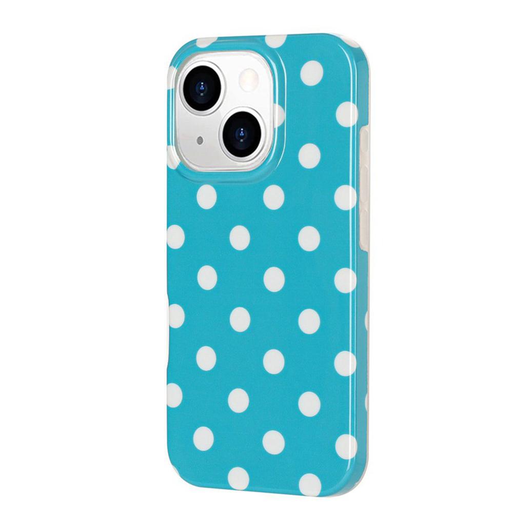 For iPhone 13 Pro Max Full Coverage IMD Printed Retro Large Dots Pattern TPU Phone Case - Blue - EDA009866518B