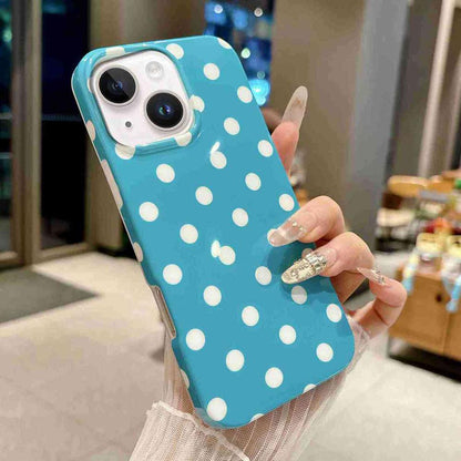 For iPhone 13 Pro Max Full Coverage IMD Printed Retro Large Dots Pattern TPU Phone Case - Blue - EDA009866518B