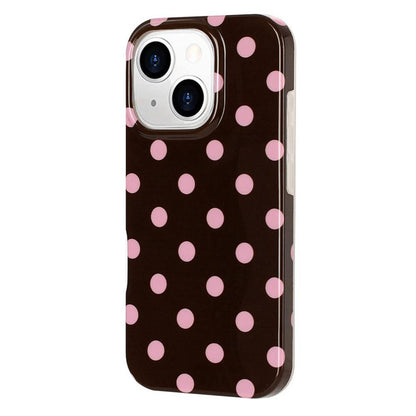 For iPhone 13 Pro Max Full Coverage IMD Printed Retro Large Dots Pattern TPU Phone Case - Coffee - EDA009866518C