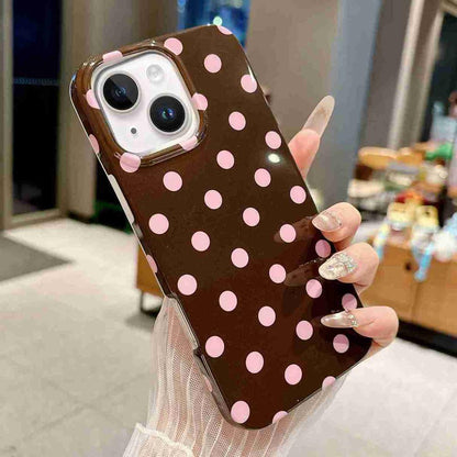 For iPhone 13 Pro Max Full Coverage IMD Printed Retro Large Dots Pattern TPU Phone Case - Coffee - EDA009866518C