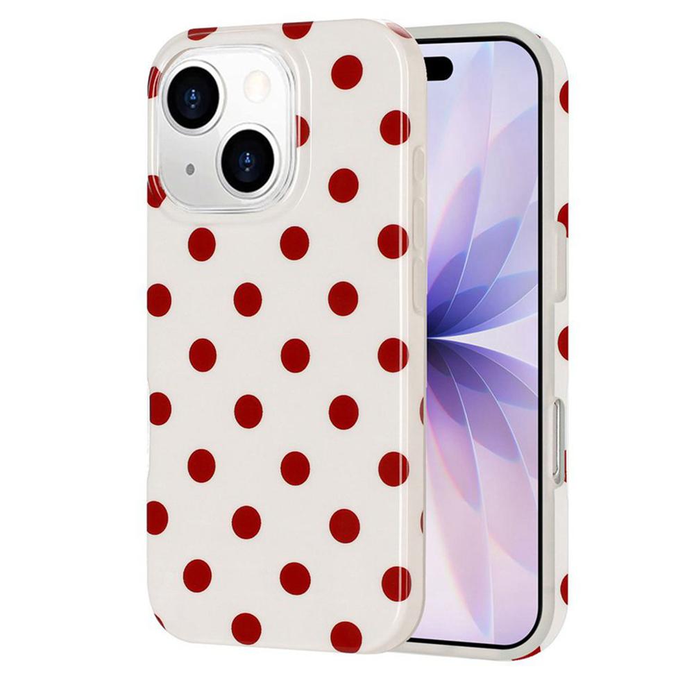 For iPhone 13 Pro Max Full Coverage IMD Printed Retro Large Dots Pattern TPU Phone Case - White - EDA009866518E