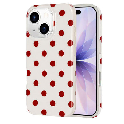 For iPhone 13 Pro Max Full Coverage IMD Printed Retro Large Dots Pattern TPU Phone Case - White - EDA009866518E