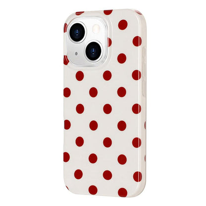 For iPhone 13 Pro Max Full Coverage IMD Printed Retro Large Dots Pattern TPU Phone Case - White - EDA009866518E