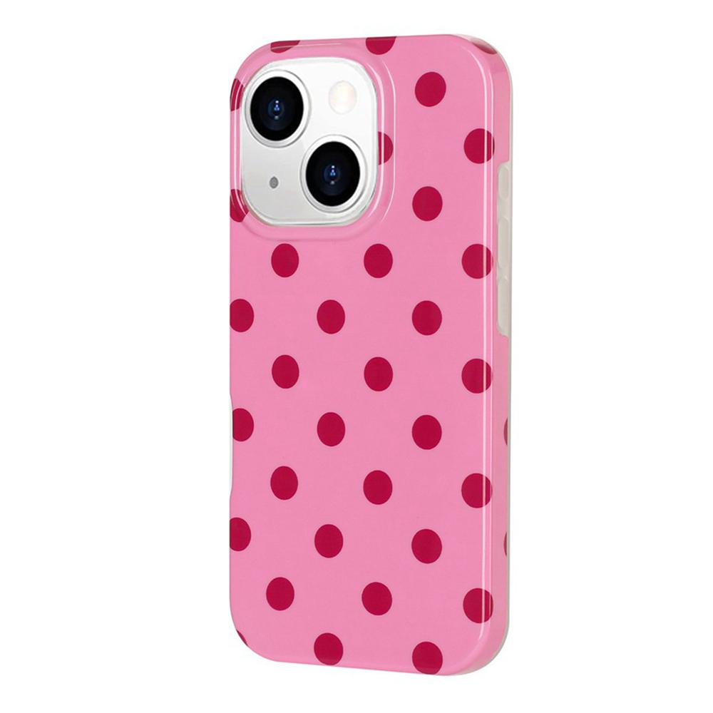For iPhone 13 Pro Max Full Coverage IMD Printed Retro Large Dots Pattern TPU Phone Case - Pink - EDA009866518F