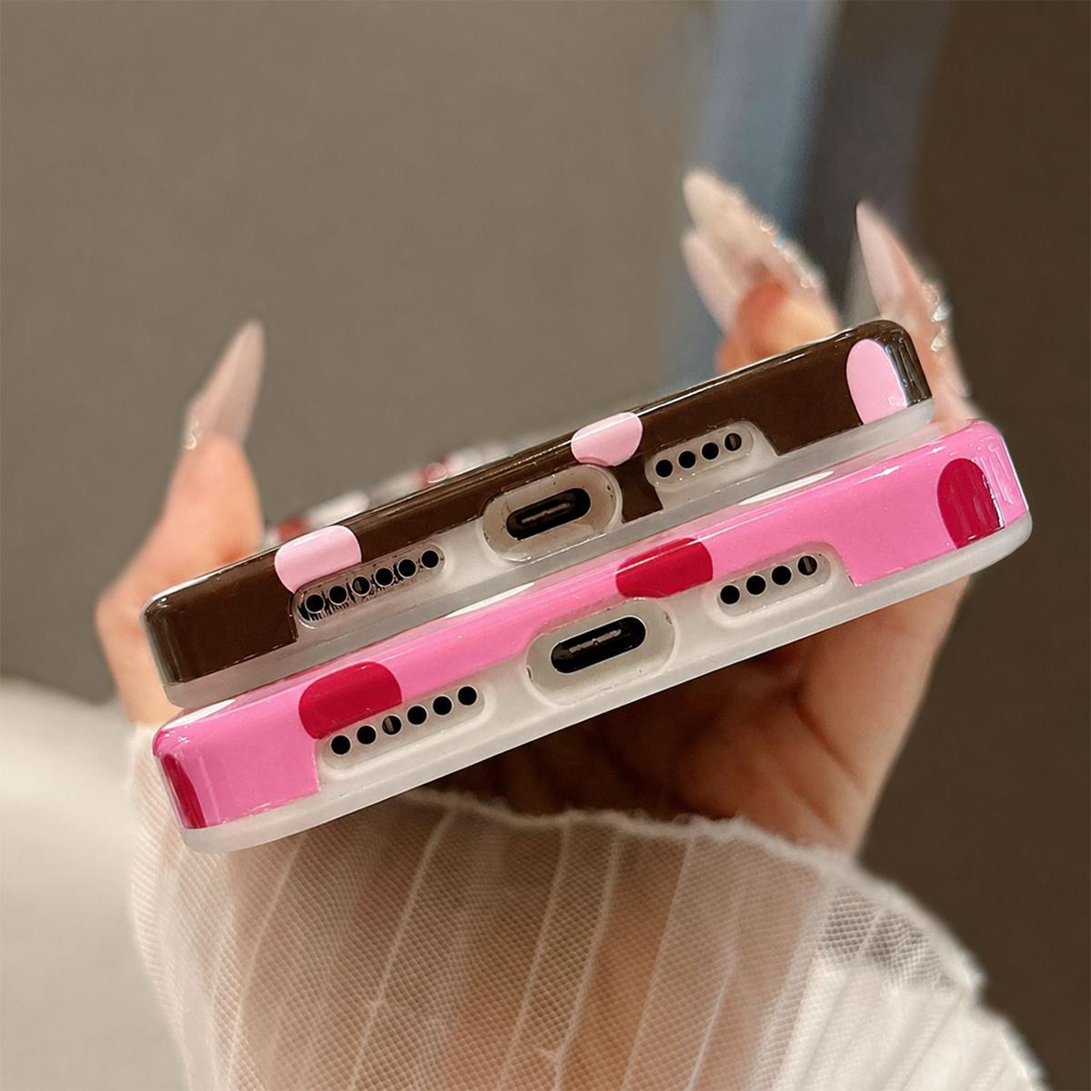 For iPhone 13 Pro Max Full Coverage IMD Printed Retro Large Dots Pattern TPU Phone Case - Pink - EDA009866518F