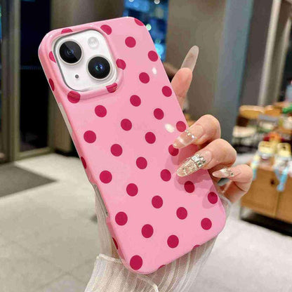 For iPhone 13 Pro Max Full Coverage IMD Printed Retro Large Dots Pattern TPU Phone Case - Pink - EDA009866518F