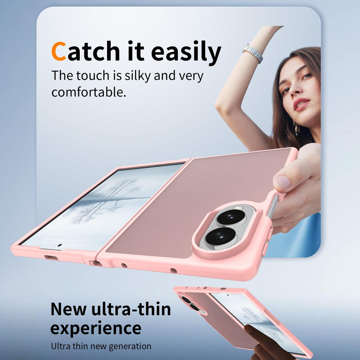 For Galaxy Z Fold8 5G Skin Feel Contrast Color TPU Hybrid PC Phone Case - Pink - EDA009866801C