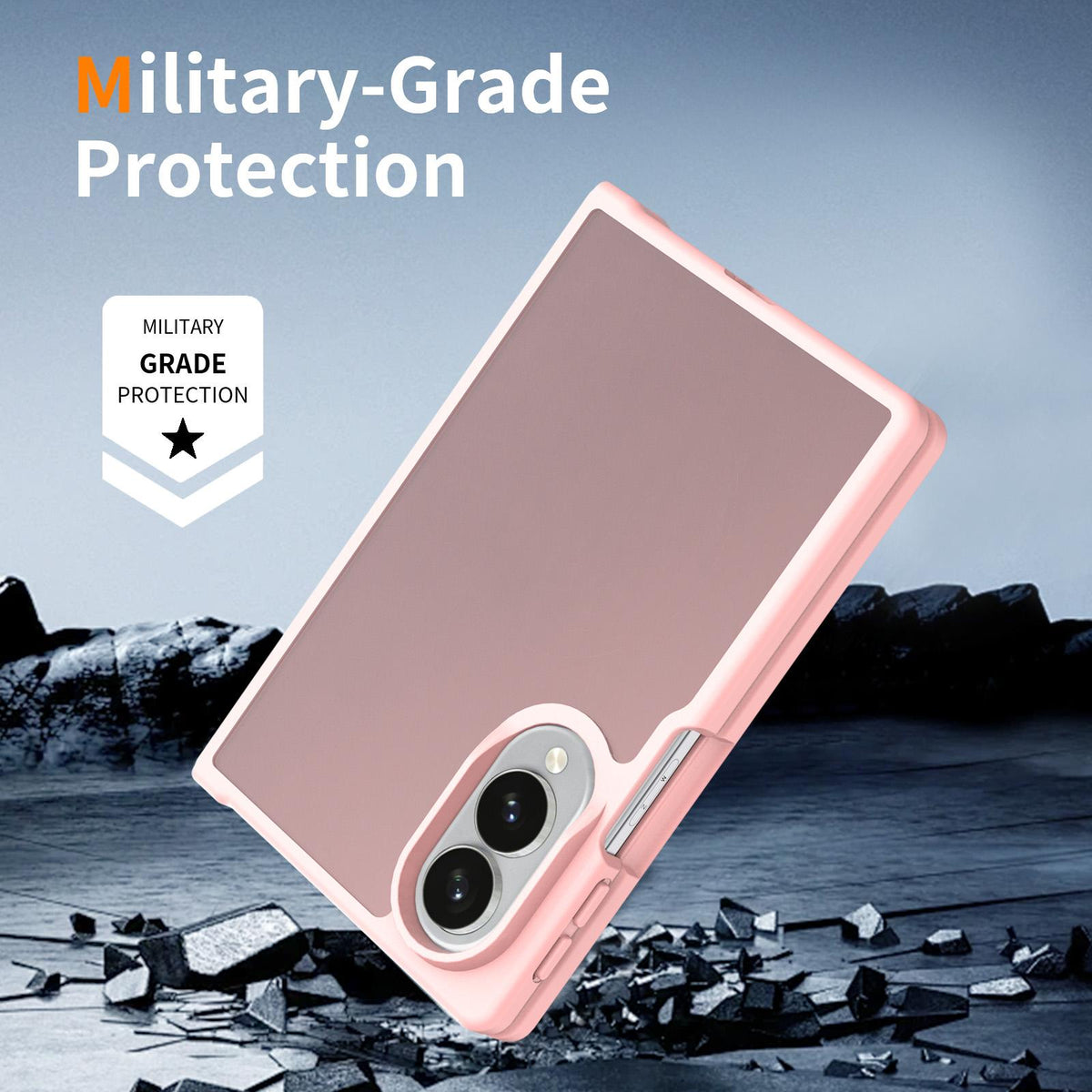 For Galaxy Z Fold8 5G Skin Feel Contrast Color TPU Hybrid PC Phone Case - Pink - EDA009866801C