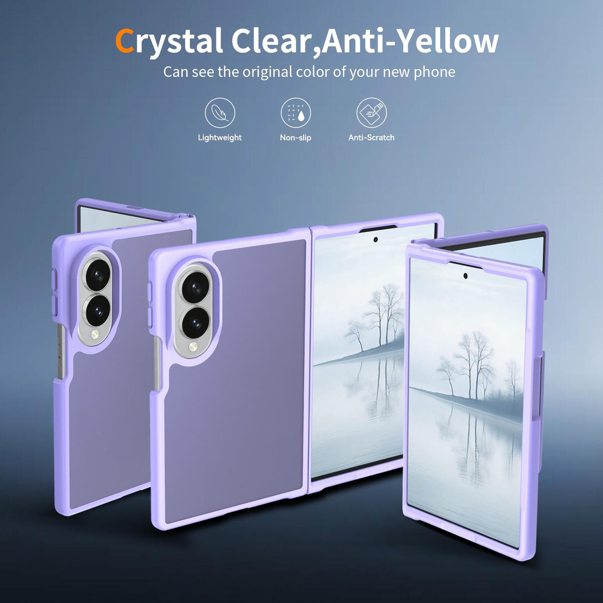 For Galaxy Z Fold8 5G Skin Feel Contrast Color TPU Hybrid PC Phone Case - Purple - EDA009866801D