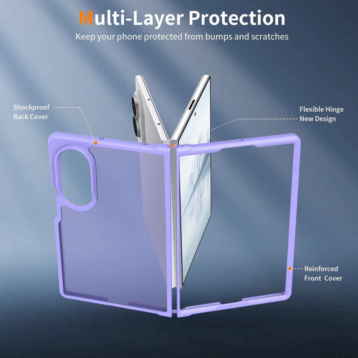 For Galaxy Z Fold8 5G Skin Feel Contrast Color TPU Hybrid PC Phone Case - Purple - EDA009866801D