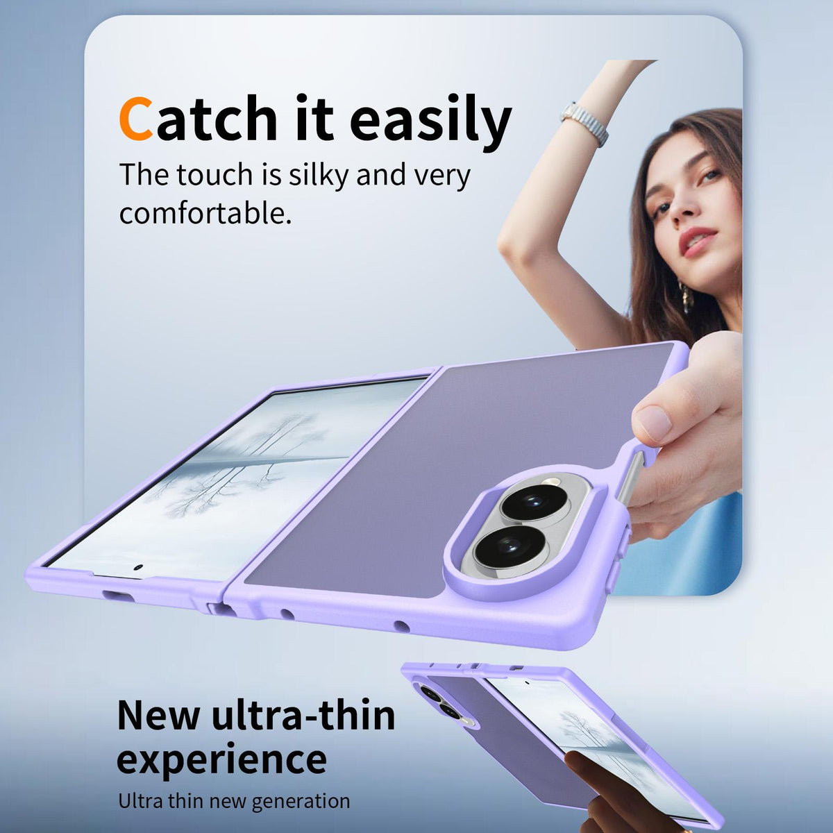 For Galaxy Z Fold8 5G Skin Feel Contrast Color TPU Hybrid PC Phone Case - Purple - EDA009866801D