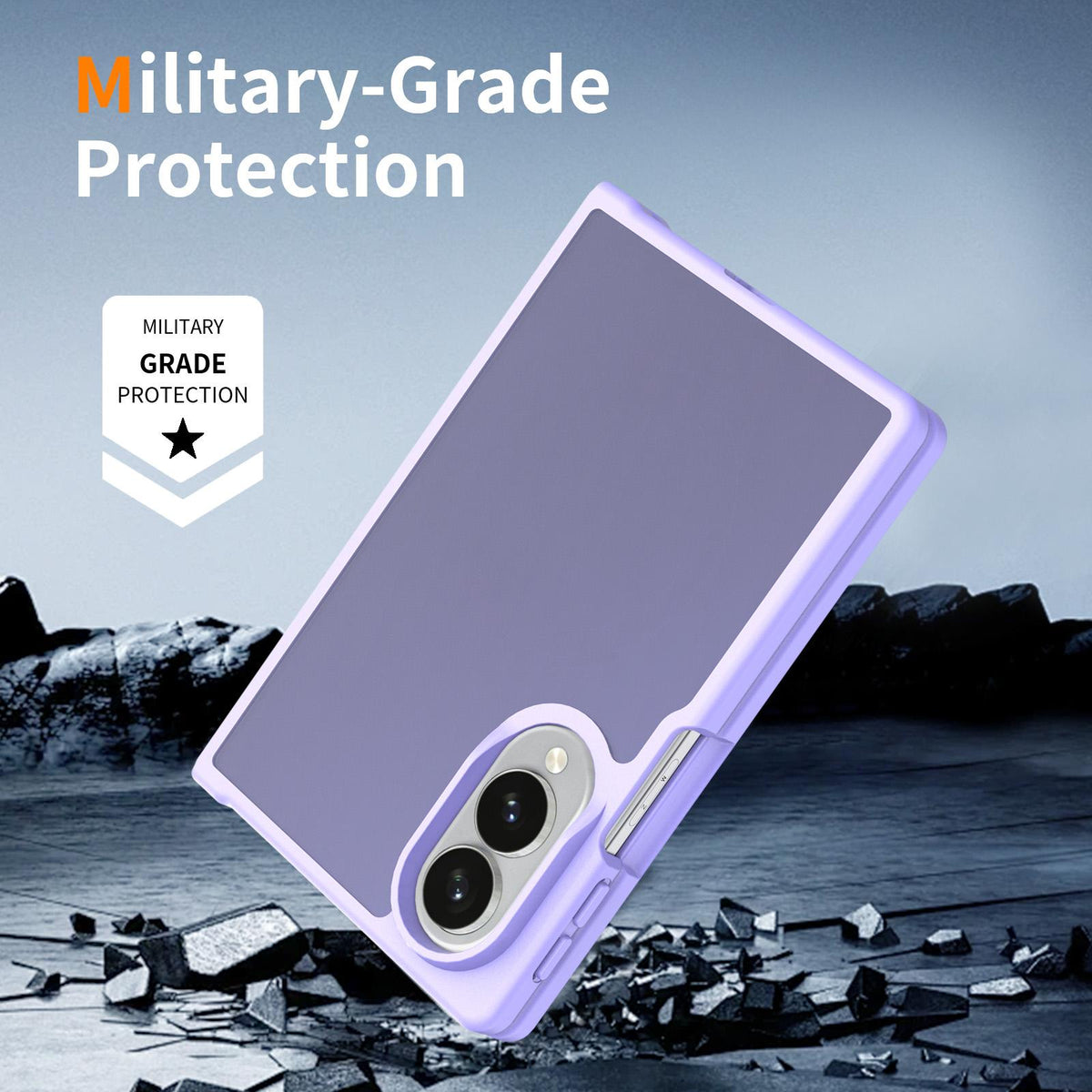 For Galaxy Z Fold8 5G Skin Feel Contrast Color TPU Hybrid PC Phone Case - Purple - EDA009866801D