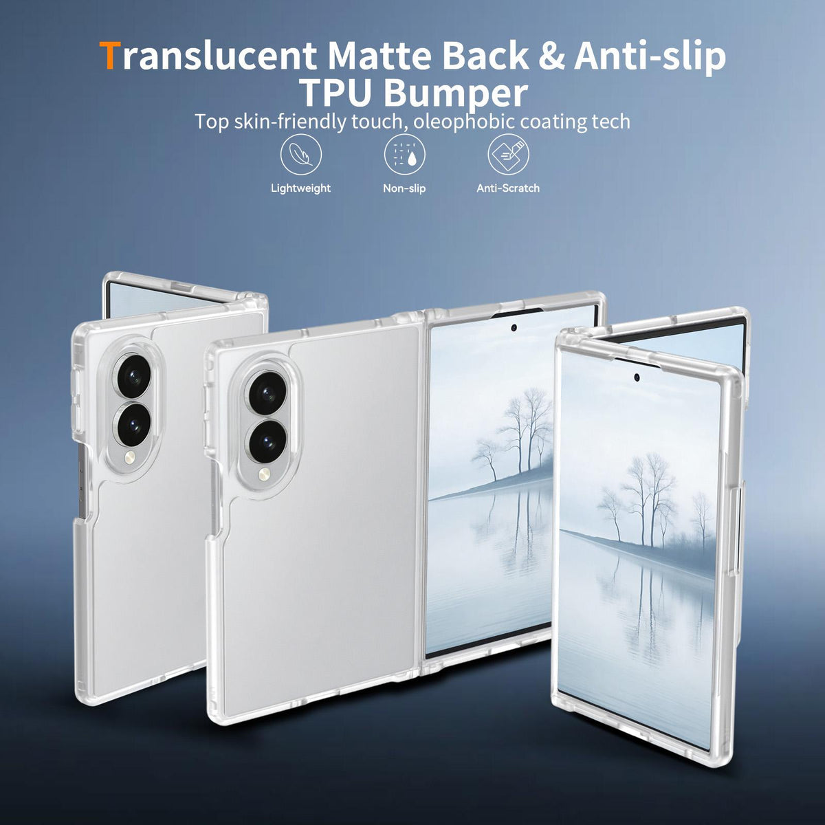 For Galaxy Z Fold8 5G Skin Feel Contrast Color TPU Hybrid PC Phone Case - Matte Transparent - EDA009866801E