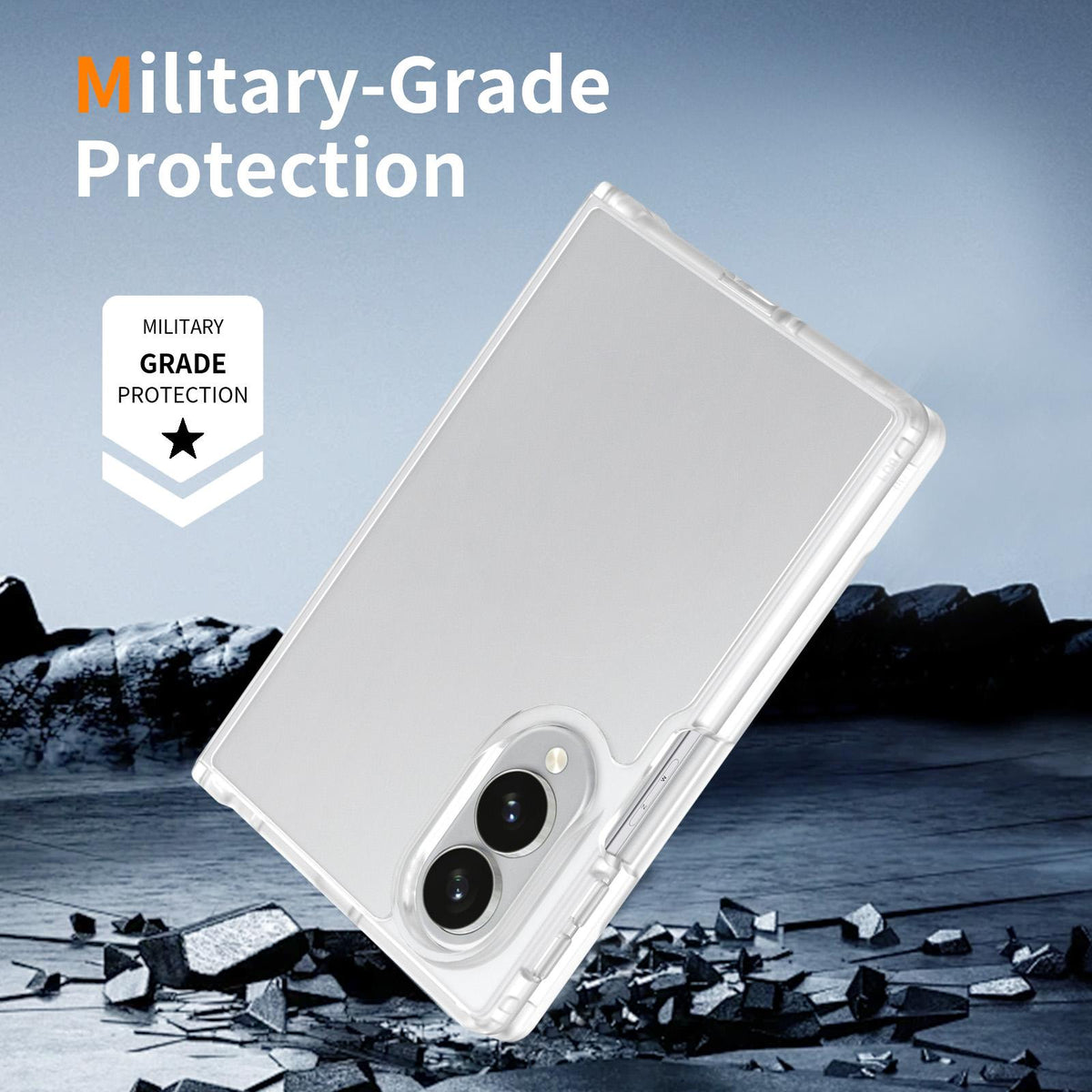 For Galaxy Z Fold8 5G Skin Feel Contrast Color TPU Hybrid PC Phone Case - Matte Transparent - EDA009866801E