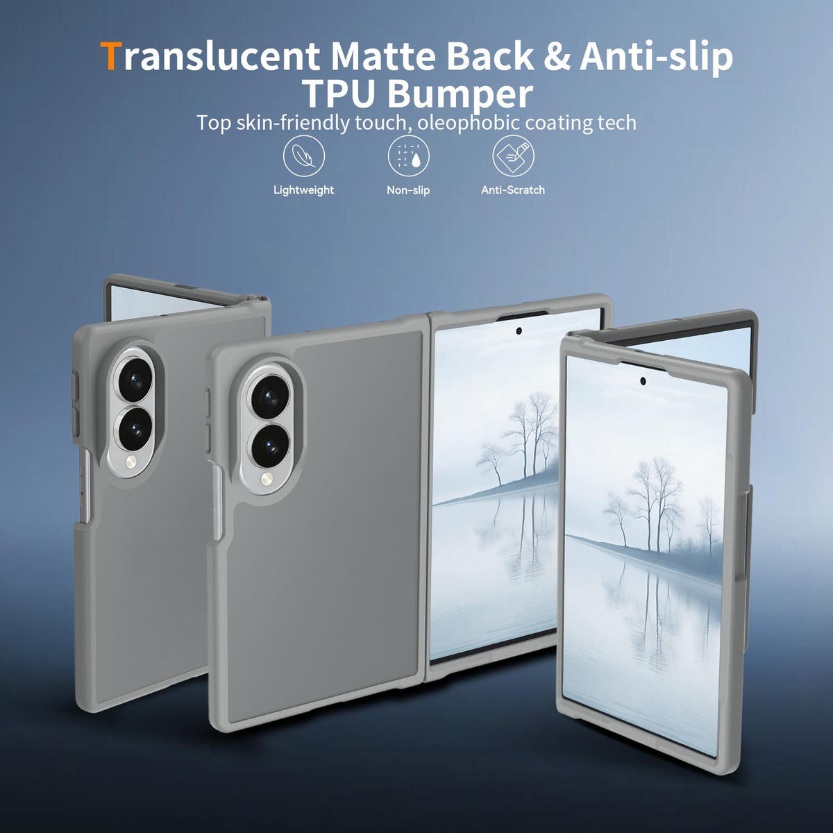 For Galaxy Z Fold8 5G Skin Feel Contrast Color TPU Hybrid PC Phone Case - Dark Grey - EDA009866801F