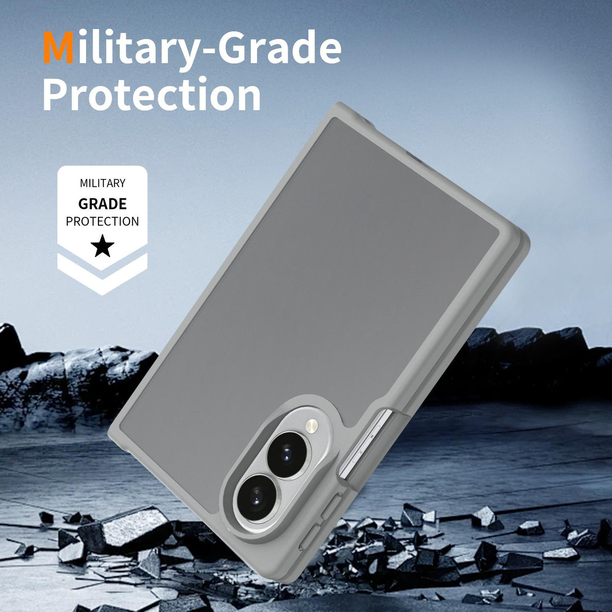 For Galaxy Z Fold8 5G Skin Feel Contrast Color TPU Hybrid PC Phone Case - Dark Grey - EDA009866801F