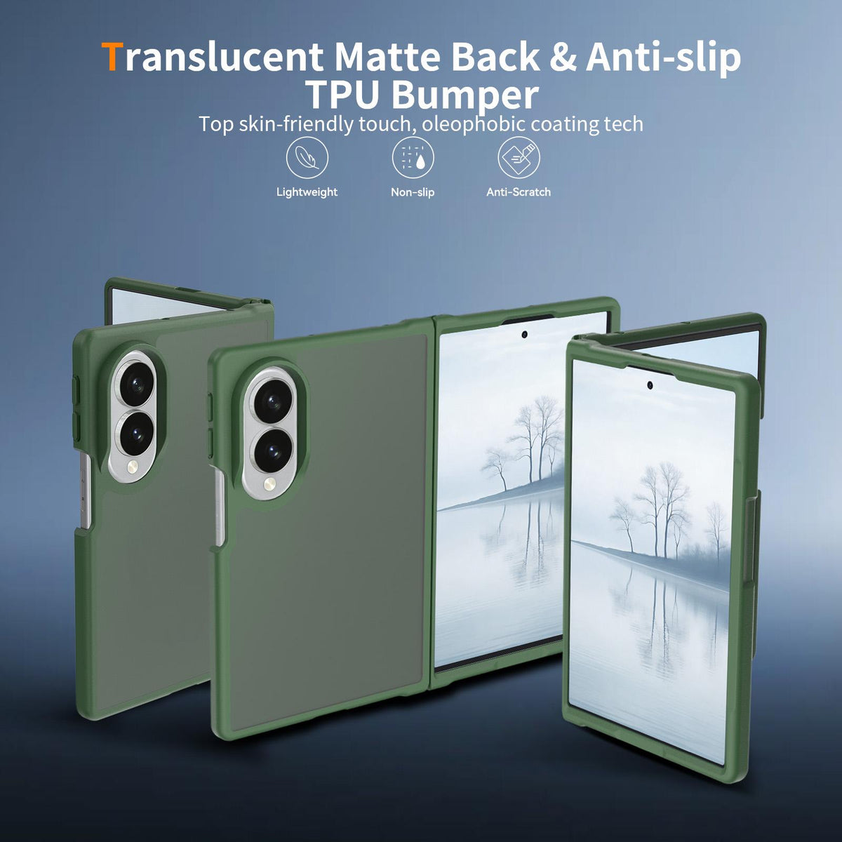 For Galaxy Z Fold8 5G Skin Feel Contrast Color TPU Hybrid PC Phone Case - Dark Green - EDA009866801G