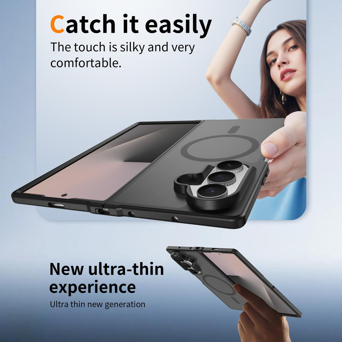 For Galaxy Z Fold8 Ultra 5G Skin Feel TPU Hybrid PC MagSafe Phone Case - Black - EDA009867102A
