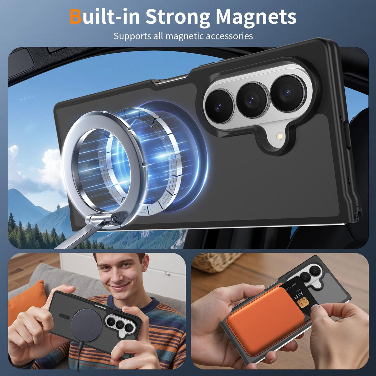 For Galaxy Z Fold8 Ultra 5G Skin Feel TPU Hybrid PC MagSafe Phone Case - Black - EDA009867102A
