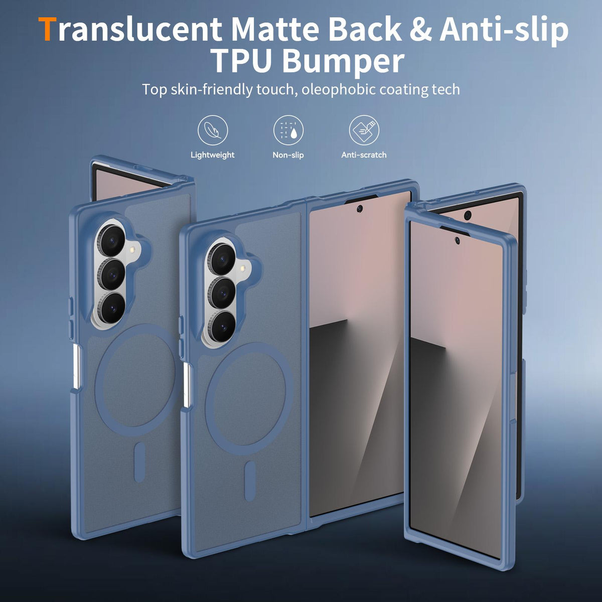 For Galaxy Z Fold8 Ultra 5G Skin Feel TPU Hybrid PC MagSafe Phone Case - Blue - EDA009867102B