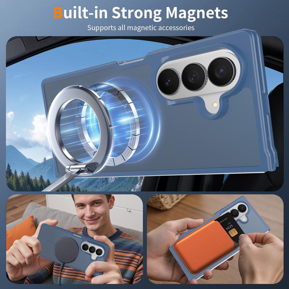 For Galaxy Z Fold8 Ultra 5G Skin Feel TPU Hybrid PC MagSafe Phone Case - Blue - EDA009867102B