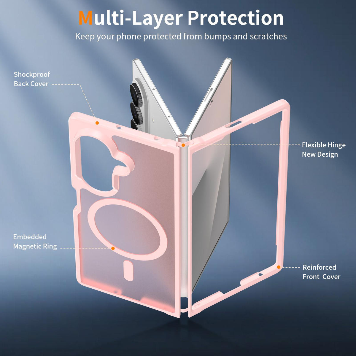 For Galaxy Z Fold8 Ultra 5G Skin Feel TPU Hybrid PC MagSafe Phone Case - Pink - EDA009867102C