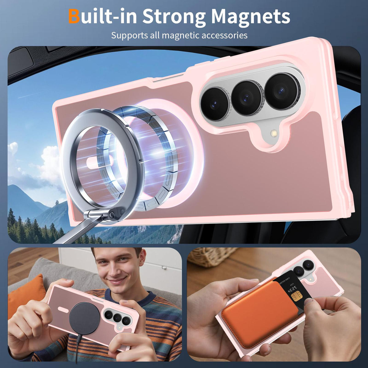 For Galaxy Z Fold8 Ultra 5G Skin Feel TPU Hybrid PC MagSafe Phone Case - Pink - EDA009867102C