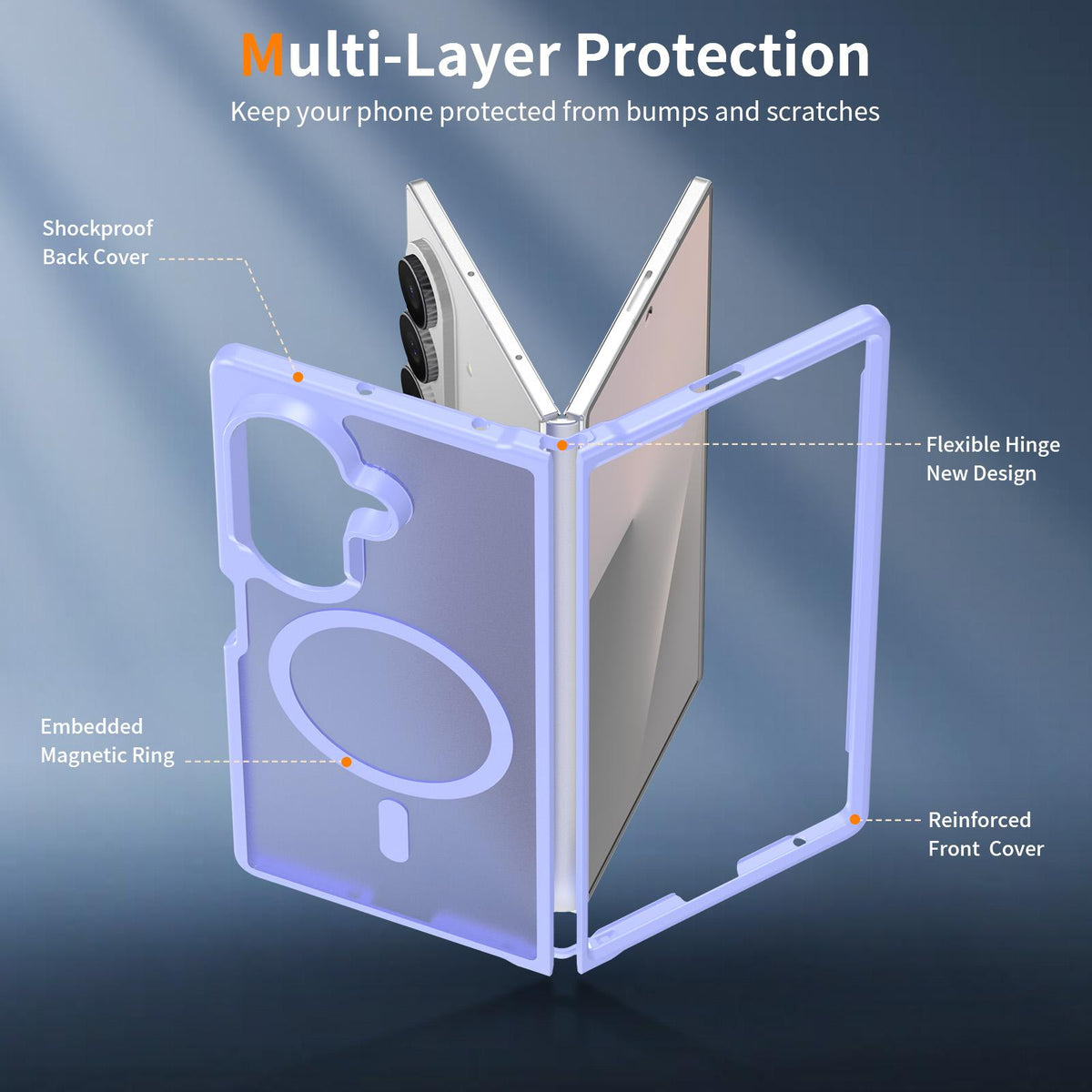 For Galaxy Z Fold8 Ultra 5G Skin Feel TPU Hybrid PC MagSafe Phone Case - Purple - EDA009867102D