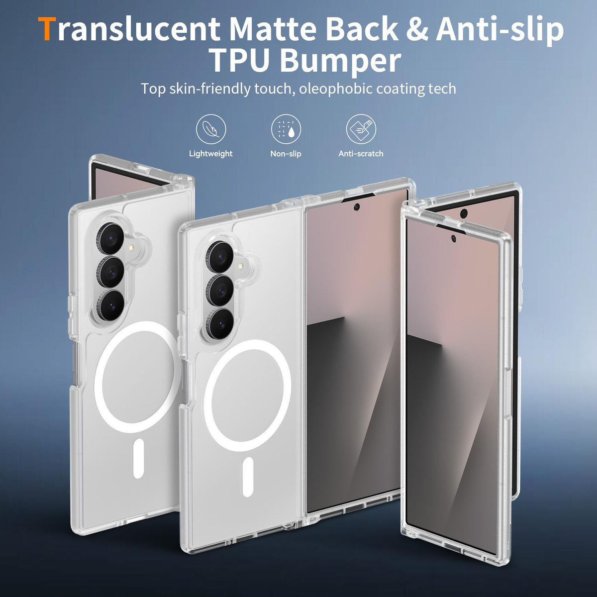 For Galaxy Z Fold8 Ultra 5G Skin Feel TPU Hybrid PC MagSafe Phone Case - Matte Transparent - EDA009867102E
