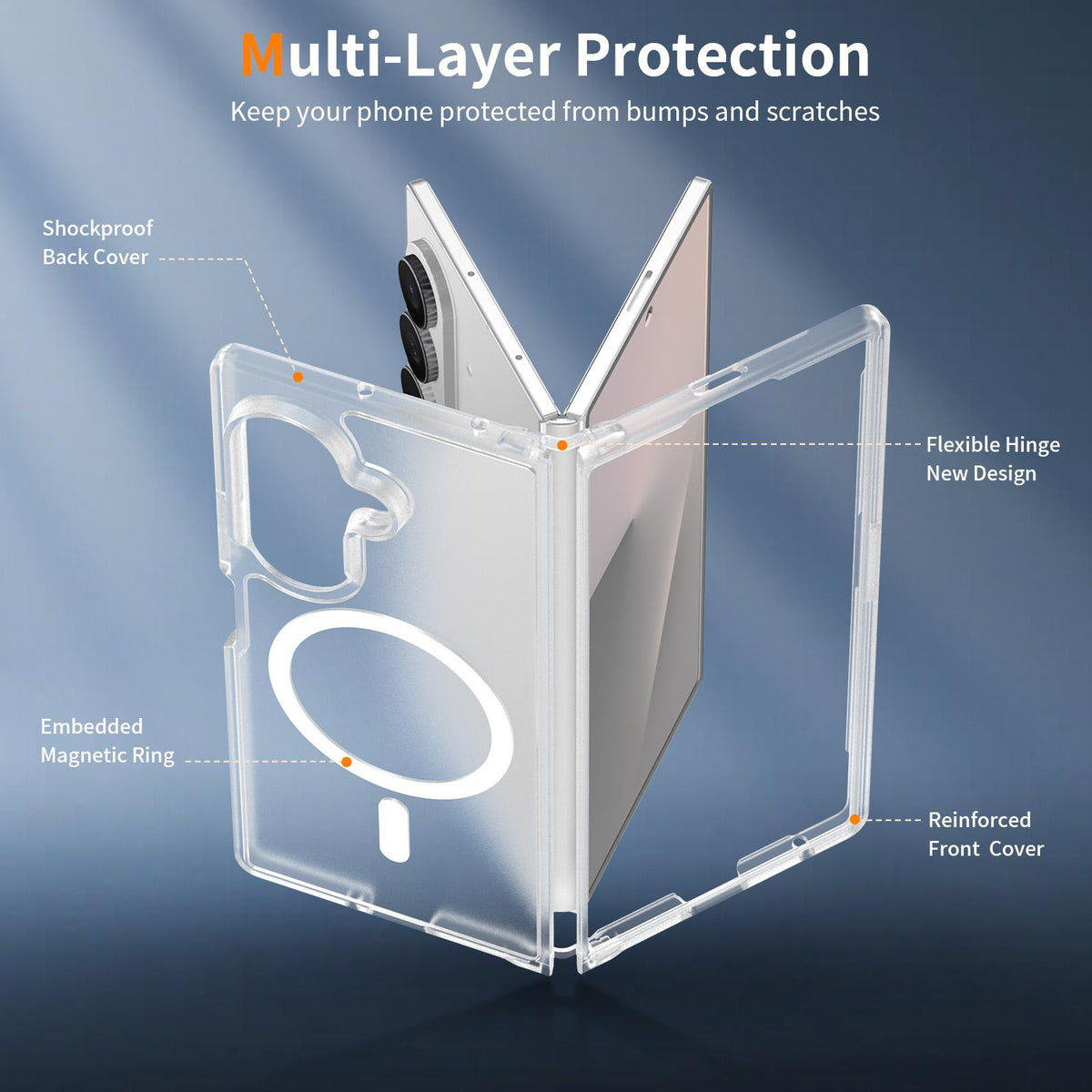 For Galaxy Z Fold8 Ultra 5G Skin Feel TPU Hybrid PC MagSafe Phone Case - Matte Transparent - EDA009867102E