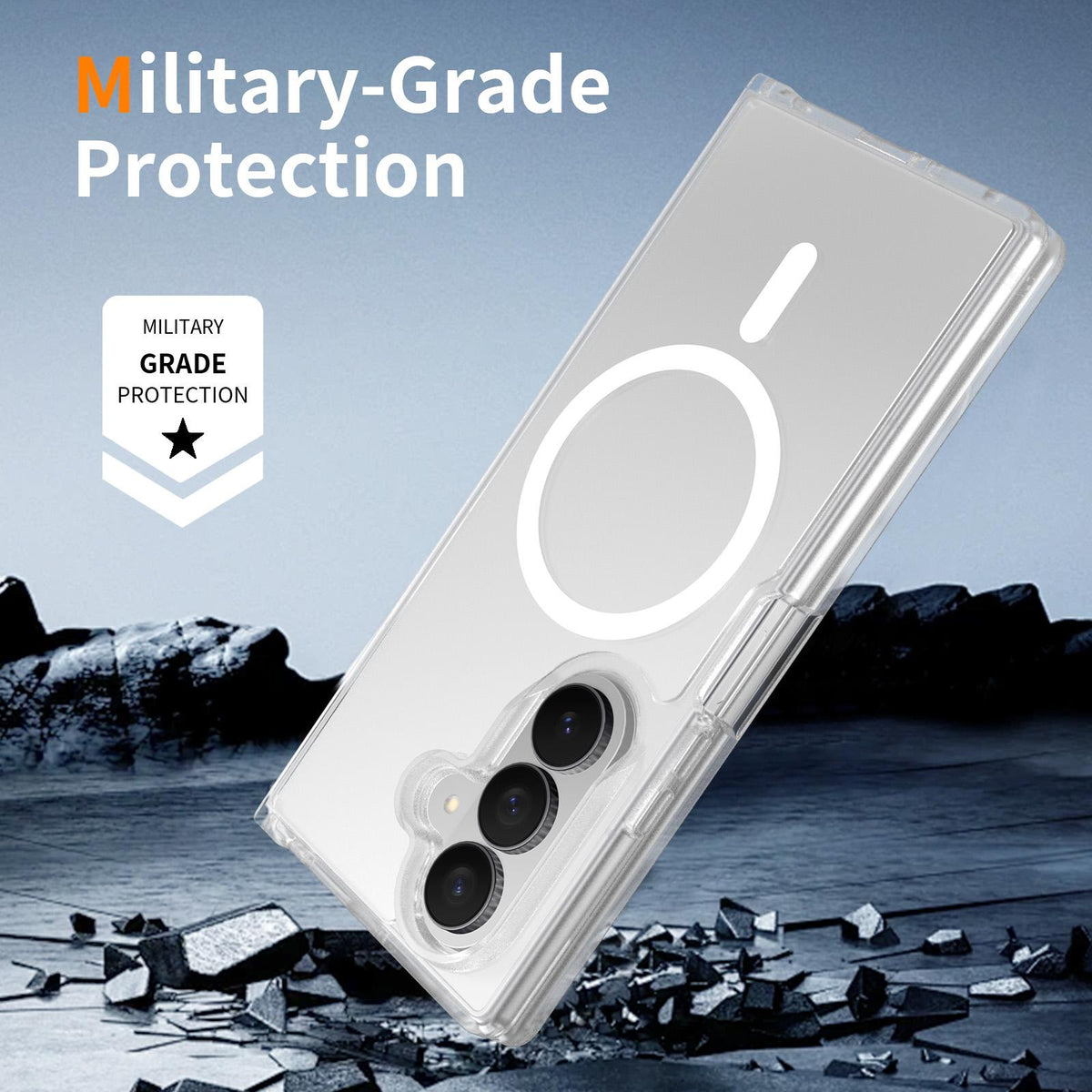 For Galaxy Z Fold8 Ultra 5G Skin Feel TPU Hybrid PC MagSafe Phone Case - Matte Transparent - EDA009867102E