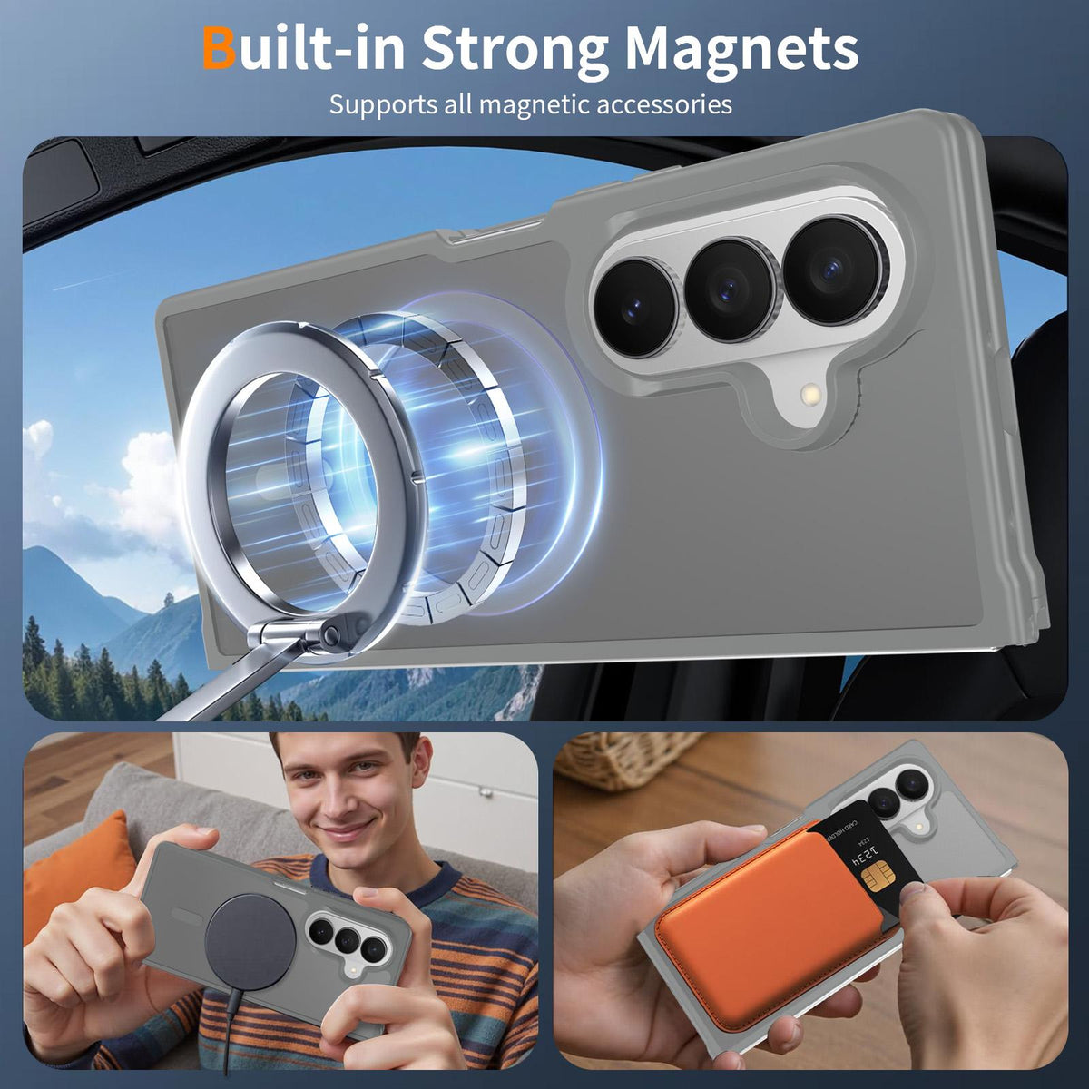 For Galaxy Z Fold8 Ultra 5G Skin Feel TPU Hybrid PC MagSafe Phone Case - Dark Grey - EDA009867102F