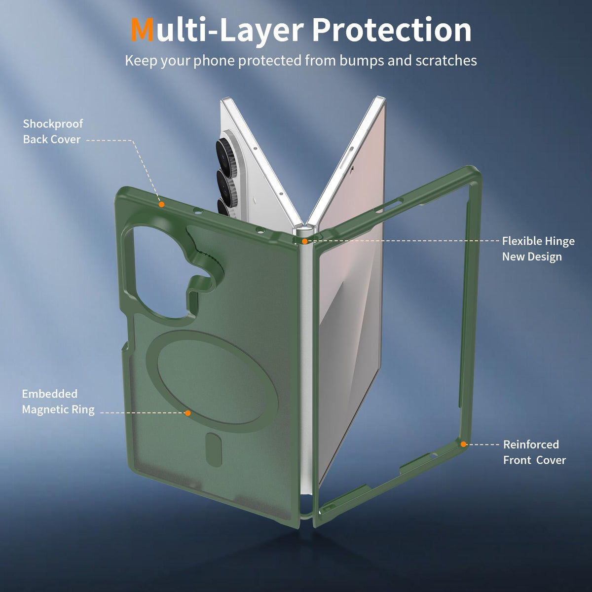 For Galaxy Z Fold8 Ultra 5G Skin Feel TPU Hybrid PC MagSafe Phone Case - Dark Green - EDA009867102G