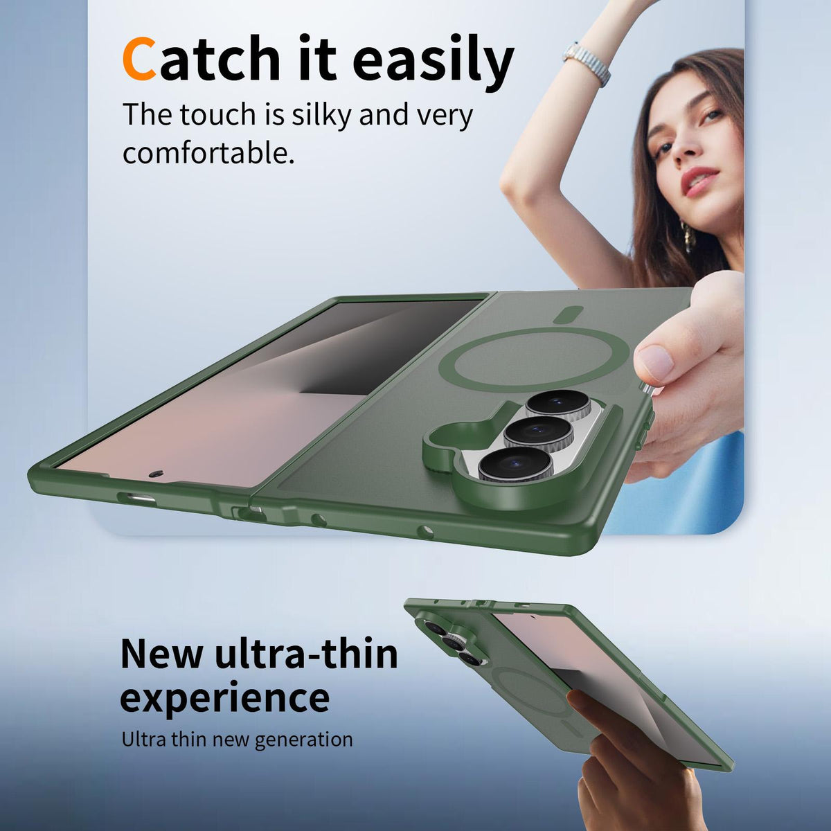 For Galaxy Z Fold8 Ultra 5G Skin Feel TPU Hybrid PC MagSafe Phone Case - Dark Green - EDA009867102G