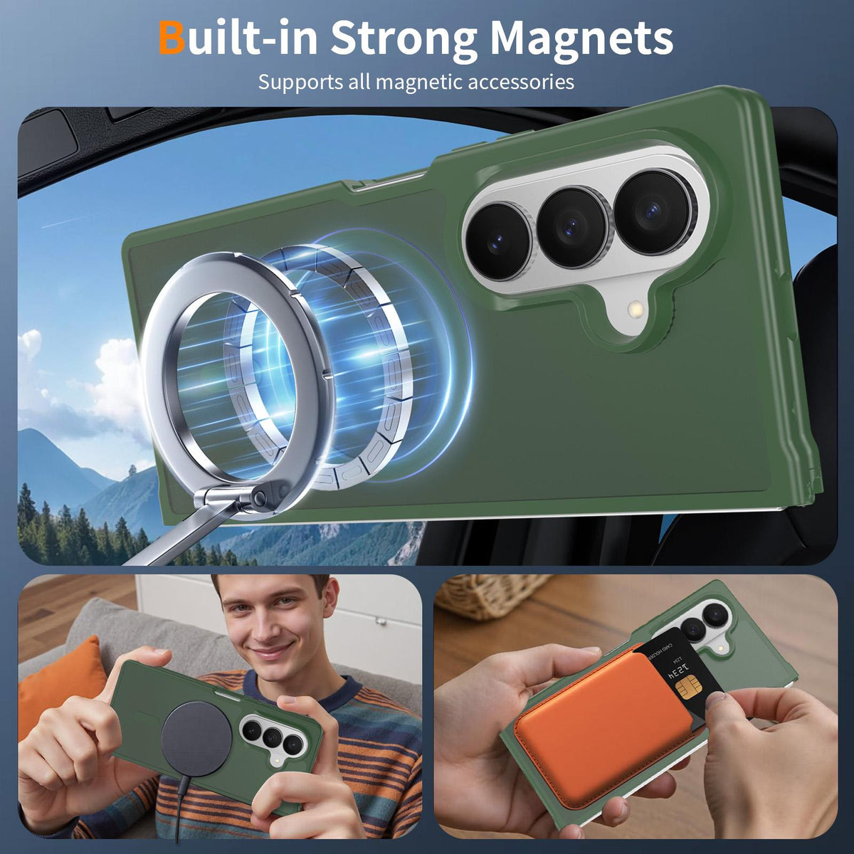 For Galaxy Z Fold8 Ultra 5G Skin Feel TPU Hybrid PC MagSafe Phone Case - Dark Green - EDA009867102G