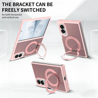 For Galaxy Z Fold8 5G Skin Feel Rotating Holder Magnetic Phone Case - Pink - EDA009867201C