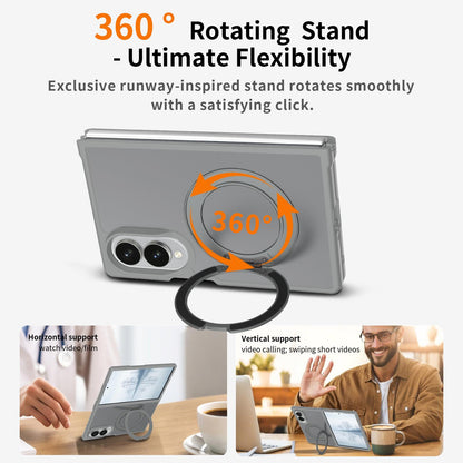 For Galaxy Z Fold8 5G Skin Feel Rotating Holder Magnetic Phone Case - Dark Grey - EDA009867201E
