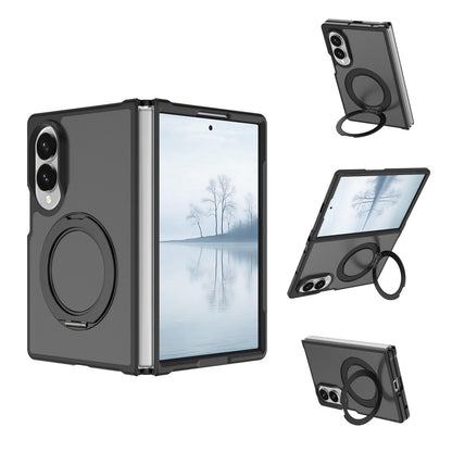 For Galaxy Z Fold8 Ultra 5G Skin Feel Rotating Holder Magnetic Phone Case - Black - EDA009867202A