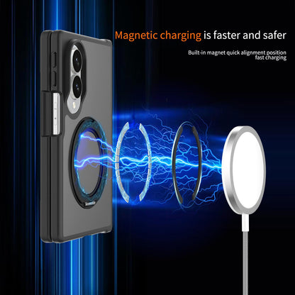 For Galaxy Z Fold8 Ultra 5G Skin Feel Rotating Holder Magnetic Phone Case - Black - EDA009867202A